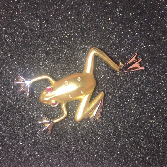 14K Yellow and White Gold Tree Frog πΈ Brooch - Picture 16 of 16